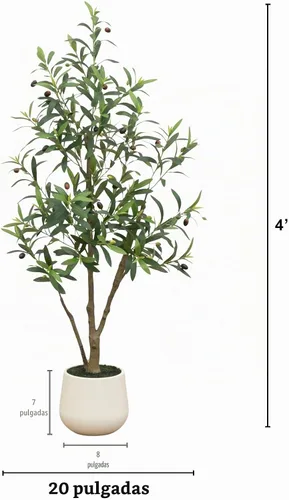 Vista 5 de Nearly Natural 4 ft Artificial Olive Tree in White Decorative Planter