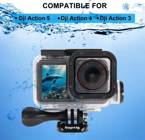 Vista 2 de Suptig Funda impermeable compatible con DJI Action 5 Pro / Action 5/4/3, para buceo, buceo, esnórquel, natación, hasta 164 pies (164.0 ft)
