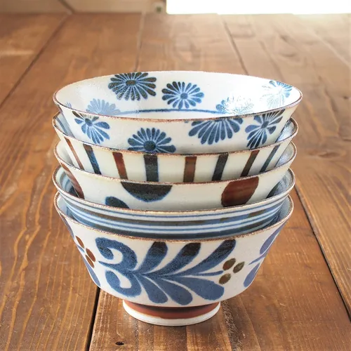 Vista 10 de Minorutouki mino ware PAIKAJI cuenco de fideos antitipo flor φ7.2×H3.6in 16.58oz
