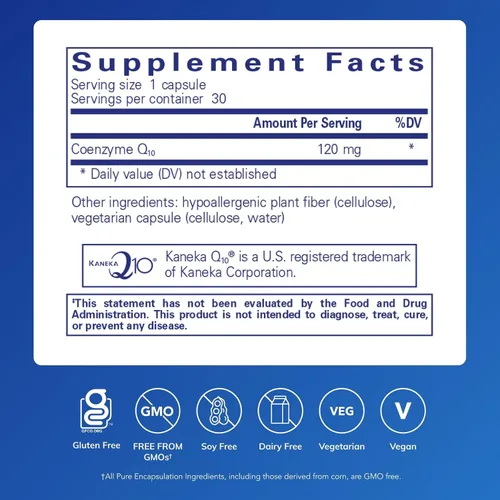 Vista 2 de Pure Encapsulations CoQ10 120 mg - Suplemento de coenzima Q10 para la salud cardíaca, energía, antioxidantes, salud cerebral y de la memoria - Salud
