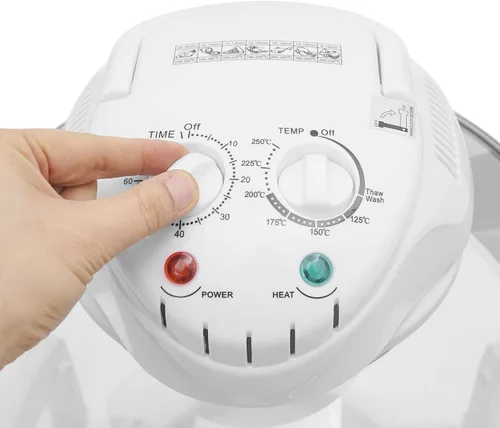 Vista 8 de Freidora de aire turbo de 17.96 cuartos de galón, freidora de aire de vidrio de 1400 W con anillo de expansión, horno halógeno visible de 360°