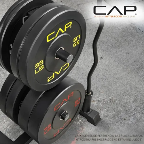 Vista 5 de CAP Olympic Bumper Plate Tree Rack with Barbell Holders, Heavy-Duty Weight Plate Storage Rack for Home Gym, Steel Olympic Plate Organizer Stand