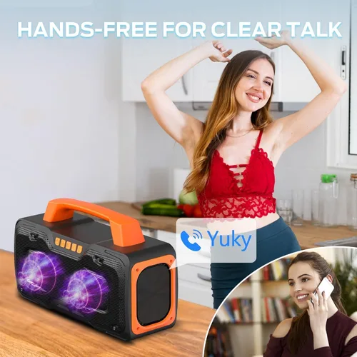 Vista 4 de BUGANI M118 - Bocina Bluetooth transportable, 50 W de gran potencia, carga rápida, entrada de micrófono, altavoz Bluetooth para exteriores, fiestas