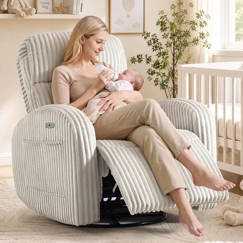 Vista 4 de Silla reclinable mecedora giratoria eléctrica, silla reclinable Gris Liight