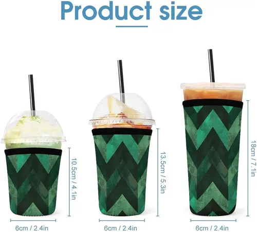 Vista 2 de Emu With Emerald Green Underwater Coral Reef Reusable Insulated Neoprene Iced Coffee Cup Sleeves 3 Sizes Diving Material Cup Durable Beverage Covers