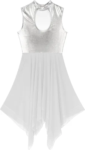 Vista 6 de iiniim Vestido de baile litúrgico de alabanza litúrgica sin mangas con dobladillo asimétrico para mujer