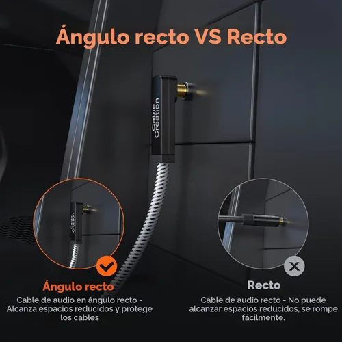 Vista 4 de Cable de audio de 0.1 in TRRS de 1.5 pies, cable auxiliar estéreo