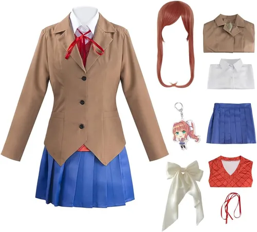 Vista 15 de Juejuezi Doki Doki Monika, traje de Yuri, uniforme escolar, Sayori, cosplay, disfraz de niña escolar para Halloween