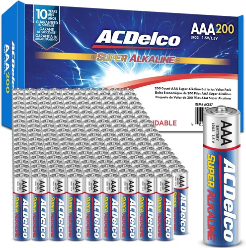 Vista 8 de ACDelco 100 pilas AAA, batería súper alcalina de máxima potencia, vida útil de 10 años, embalaje resellable