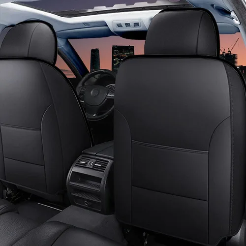 Vista 3 de Fundas de asiento de coche para 1 Series 114 116 118 123 125 140 5seat Front Rear Row PU cuero impermeable protector de asiento de coche negro