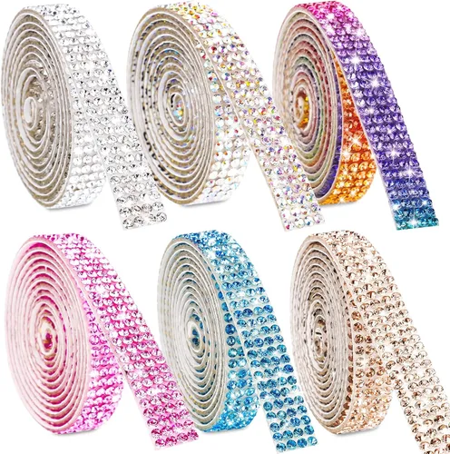 Vista 12 de NiArt Cinta autoadhesiva de diamantes de imitación de cristal, 12 rollos de 0.35 in de ancho, total de 12 yardas, multifuncional, DIY decorativa, 12