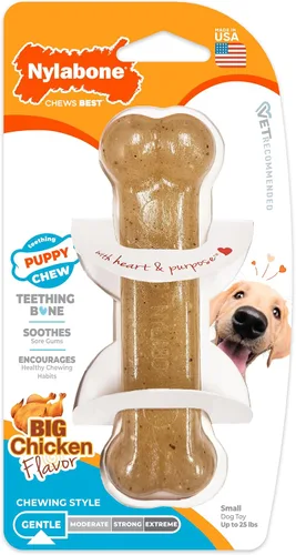 Vista 17 de Nylabone Anillo de dentición masticable para cachorros, juguete de hueso Anillo de hueso
