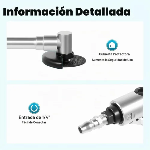 Vista 6 de Amoladora angular neumática de mango largo, herramienta de corte neumática de 90 PSI 25000 RPM, alcance extendido de 12.2 pulgadas para espacios
