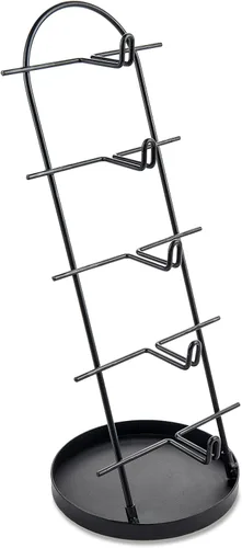 Vista 3 de MyGift Soporte de exhibición moderno de las gafas de sol de 5 niveles del metal negro con la bandeja de la joyería, tenedor al por menor