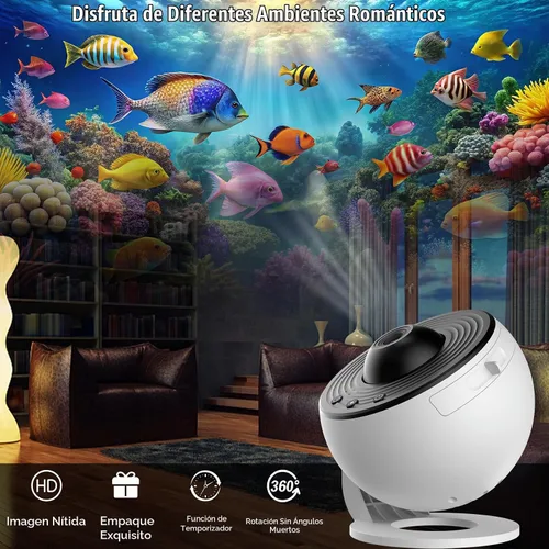 Vista 4 de Proyector de galaxia para dormitorio, proyector de estrellas planetario 13 en 1 con temporizador, rotación de 360°, serie espacial y tema oceánico