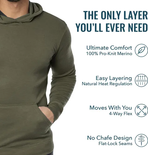 Vista 3 de Sudadera con capucha cómoda y cálida 100% lana merino