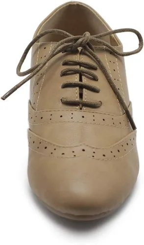 Vista 3 de Ollio Oxford Zapatos para mujer, sin taco, de vestir, con cordones, clásicos