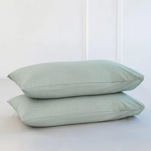 Vista 47 de MooMee Juego de 2 fundas de almohada de cuadros 100% algodón lavado con textura parecida al lino, transpirable, duradera, suave y cómoda