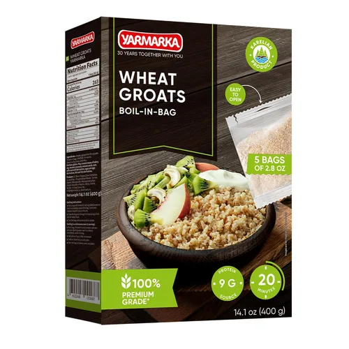 Vista 10 de Yarmarka Granos de trigo sarraceno hervido en bolsa, 5 x 80 g (14.1 oz) Kasha de grano entero descascarado, natural y puro, trigo sarraceno tostado