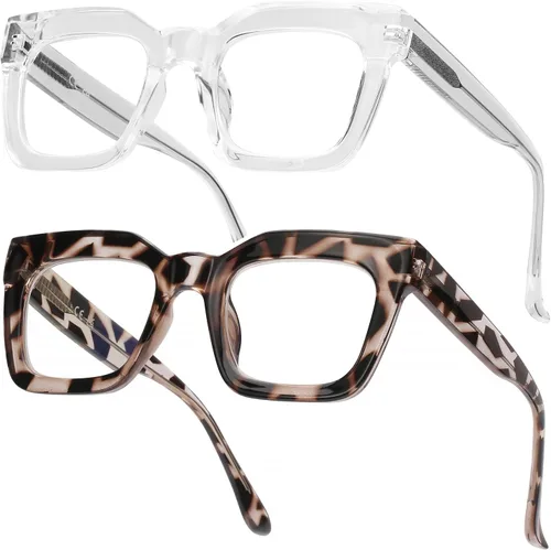 Vista 8 de AQWANO Elegantes anteojos de lectura cuadrados de gran tamaño para hombres y mujeres, diseño de moda, lectores de marco grande, lentes