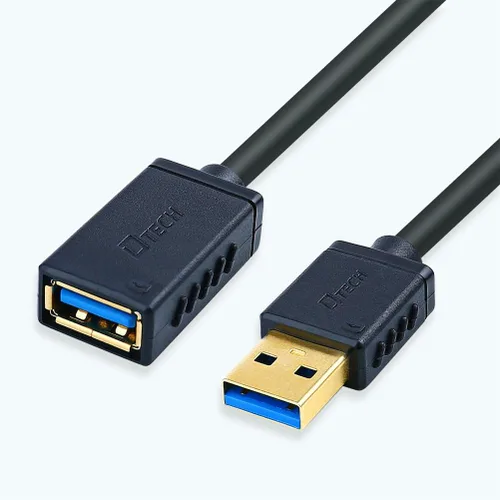 Vista 3 de DTECH Cable de extensión USB 3.0 de 6 pies tipo A, macho a hembra, cable de puerto con conector chapado en oro (negro, 6 pies)