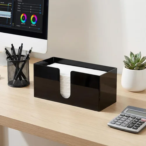 Vista 6 de ZAVOOS Paquete de 2 soportes para toallas de papel acrílico, dispensador de servilletas de encimera negro para plegado en Z plegable en C