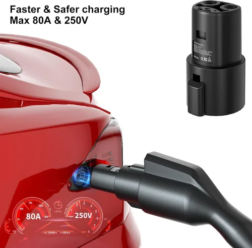 Vista 6 de Adaptador de cargador J1772 a Tesla, para Tesla Model-3/Y/X/S con adaptador de carga conectora certificado de seguridad, carga rápida máx 80A 250V