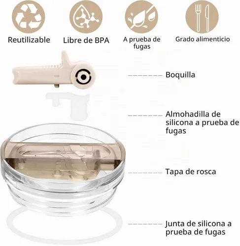 Vista 6 de Stanley Cup - Vaso a prueba de derrames, tapa abatible con popote para Stanley Cup, 30 onzas, tapa a prueba de fugas para Stanley H2.0 Quencher