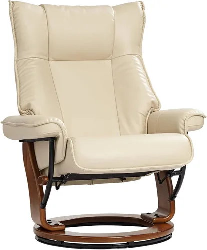 Vista 9 de Benchmaster Morgan Stucco - Sillón reclinable giratorio de piel sintética con silla otomana, sillón moderno, ergonómico, manual, reclinable Estuco