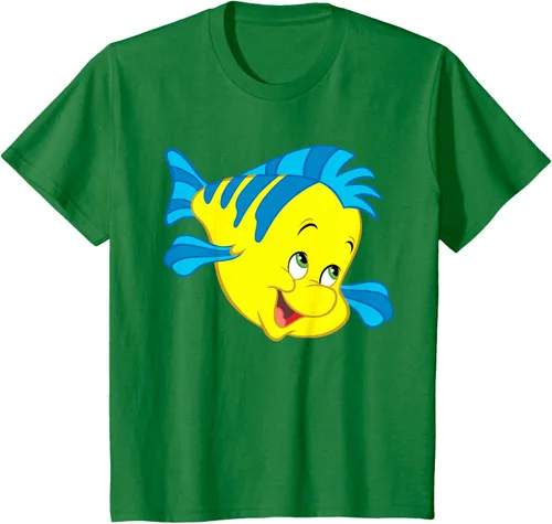 Vista 36 de Disney Camiseta de disfraz de cara grande de la Sirenita Flounder Sidekick
