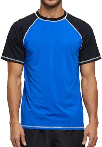 Vista 10 de Arcweg Rashguard Men Swim Short Sleeves Diving UV Protection UPF 50+ Elastic Rash Vest Loose Fit Top Swimming Quick Drying
