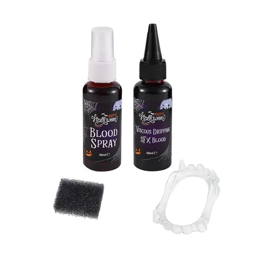 Vista 9 de Kit de maquillaje de cosplay de sangre falsa de Halloween 4pcs