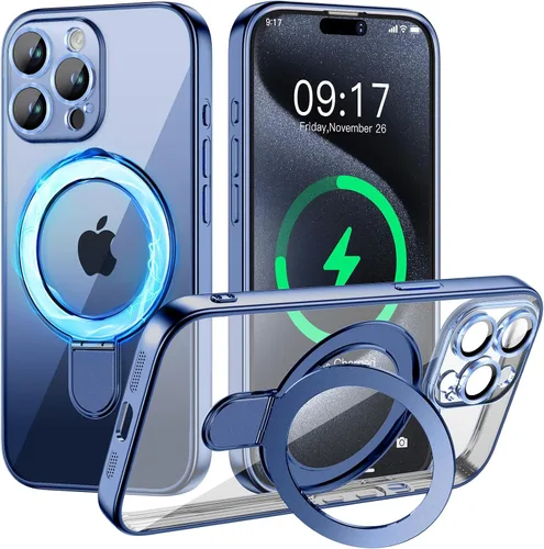 Vista 74 de Funda magnética para iPhone 14 Pro con soporte invisible [compatible con MagSafe] [protector completo de lente de cámara]
