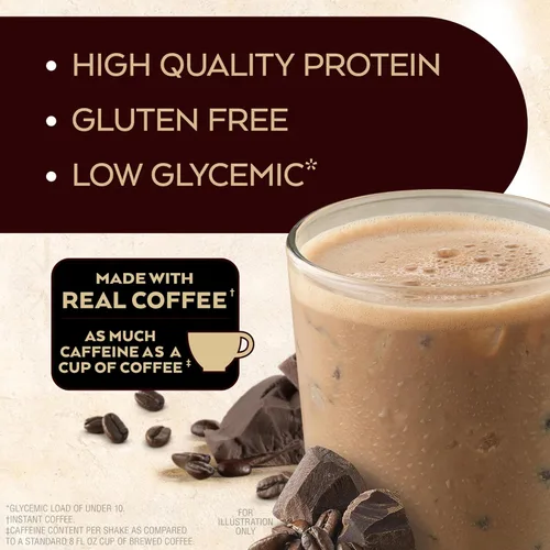 Vista 4 de Atkins - Batido proteico de café moca helado, 0.53 onzas de proteína, bajo índice glucémico, 0.14 onzas de carbohidratos netos, 0.03 onzas