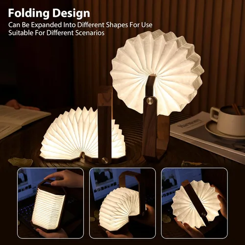 Vista 4 de Linterna plegable de estilo japonés, recargable de 1200 mAh, tiempo de funcionamiento de 4 a 6 horas, lámpara de mano y mesa 2 en 1, luz cálida