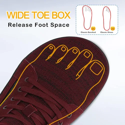 Vista 4 de SKASO Zapatos para caminar descalzos para hombre, puntera ancha, sin caída, minimalistas, cómodos, zapatos casuales para gimnasio, conducir oficina