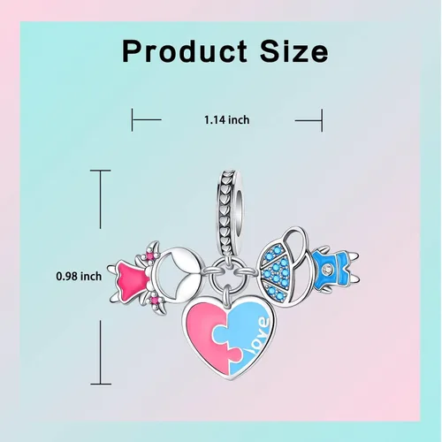 Vista 75 de LUXILLA Abalorio de plata de ley 925 para madre, hija, abuela, para familia, amor, madre, hija, abuela, para pulseras, collares, dijes, abalorios