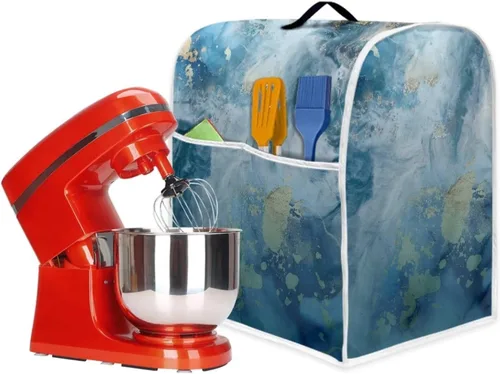 Vista 7 de Funda para batidora de pie de mármol azul compatible con mezclador de cocina de 6 a 8 cuartos de galón, cubierta antipolvo, lavable, ajuste