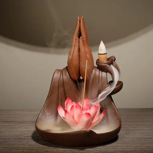 Vista 5 de Zen Ornaments - Quemadores de incienso de mano de Buda Retorno, soporte para quemador de incienso de estatua de loto, decoración del hogar