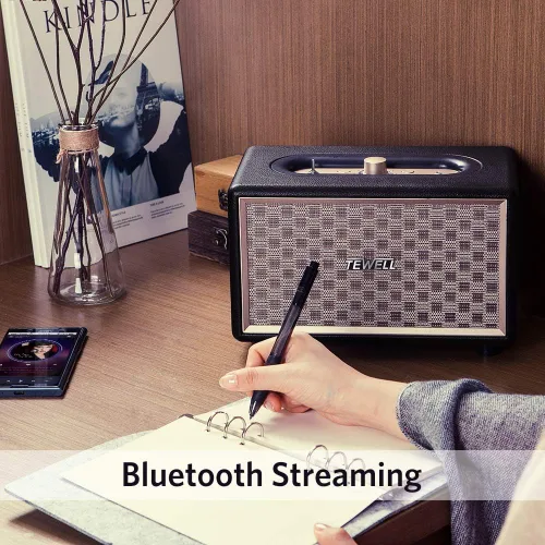 Vista 2 de Altavoz para el hogar con audio premium Bajos ricos, dial giratorio para control de volumen Interruptor de cambio, Bluetooth inalámbrico