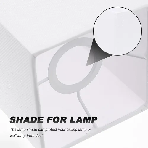 Vista 5 de Garneck Pantalla rectangular de lino, pantalla universal blanca para lámpara de mesa de araña, pantalla de tela rústica (E27)