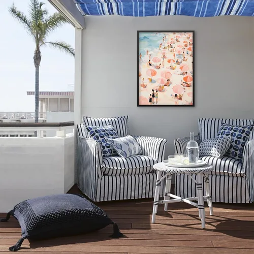 Vista 7 de Arte de pared costero de verano rosa pastel playero surfing pósteres de vaquera, impresiones en lienzo estéticas de 08 x 10 pulgadas, marco negro