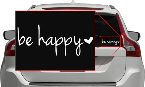 Vista 2 de Be Happy - Calcomanía adhesiva para computadora portátil de 6 pulgadas (Blanco)