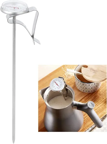 Vista 2 de Termómetro de aceite para freír con clip, termómetro de caramelo para hacer dulces, termómetro de cocina de acero inoxidable para líquidos
