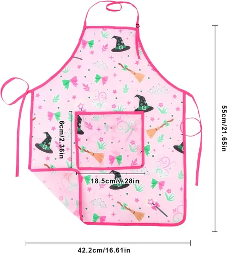 Vista 2 de Delantales para niños para cocinar delantal de Navidad lindo delantal rojo para cocina, cocina, hornear, barbacoa, pintura, manualidades