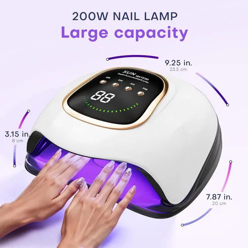 Vista 3 de Gugusure Lámpara de uñas UV mejorada. Secador de uñas para esmalte de gel con sensor automático y 4 ajustes de temporizador (blanco brillante)