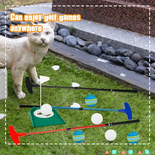 Vista 6 de Juego de 2 palos de golf ajustables para niños, adolescentes, diestros o zurdos, de dos vías, para hombres y mujeres, 4 pelotas de entrenamiento
