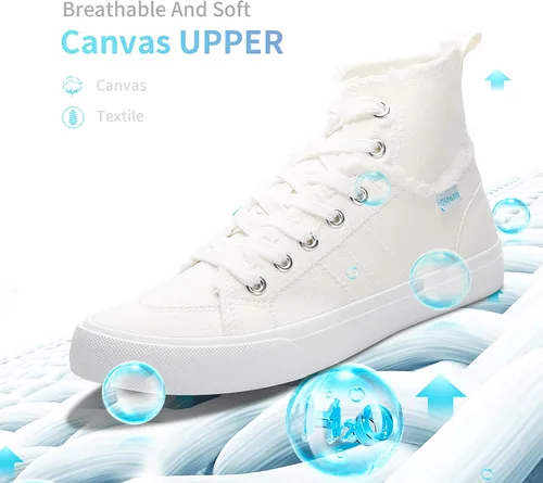 Vista 3 de Obtaom Zapatos de lona para mujer y hombre, zapatos de lona lavados a media pantorrilla, zapatos casuales de lona con cordones
