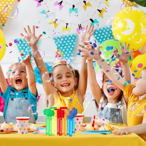 Vista 7 de AMFZON 25 piezas de varitas de burbujas con forma de bloques de construcción para fiestas infantiles, juguetes de varitas de burbujas mini