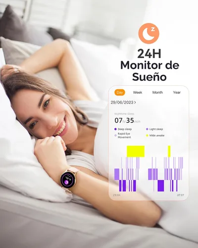 Vista 7 de AGPTEK Reloj inteligente para mujer, reloj inteligente impermeable de 5 ATM